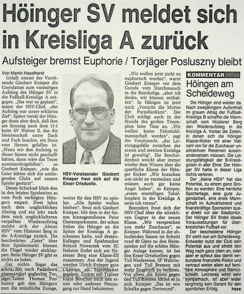 1993-Erste-Mannschaft-Ueberragende-B-Liga-Zeitung