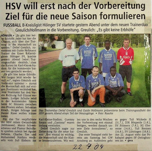 2004-Saisonvorbereitung