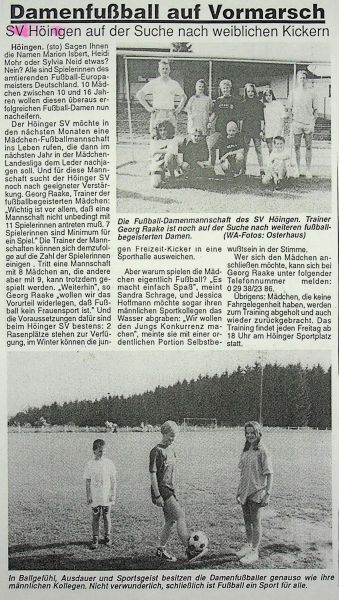 1993-Damenmannschaft-Gruendung-Maedchenmannschaft-geplant