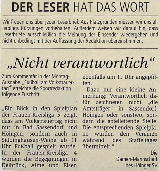 2009-10-Leserbrief-der-Damen-Mannschaft-zur-Spielansetzung-am-Volkstrauertag