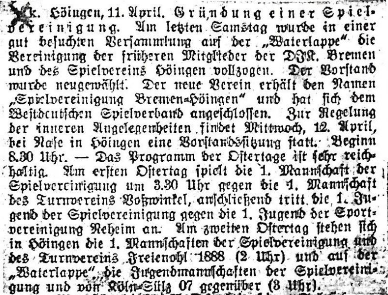 1931-04-04-Gruendung-Spielvereinigung-Bremen-Hoeingen